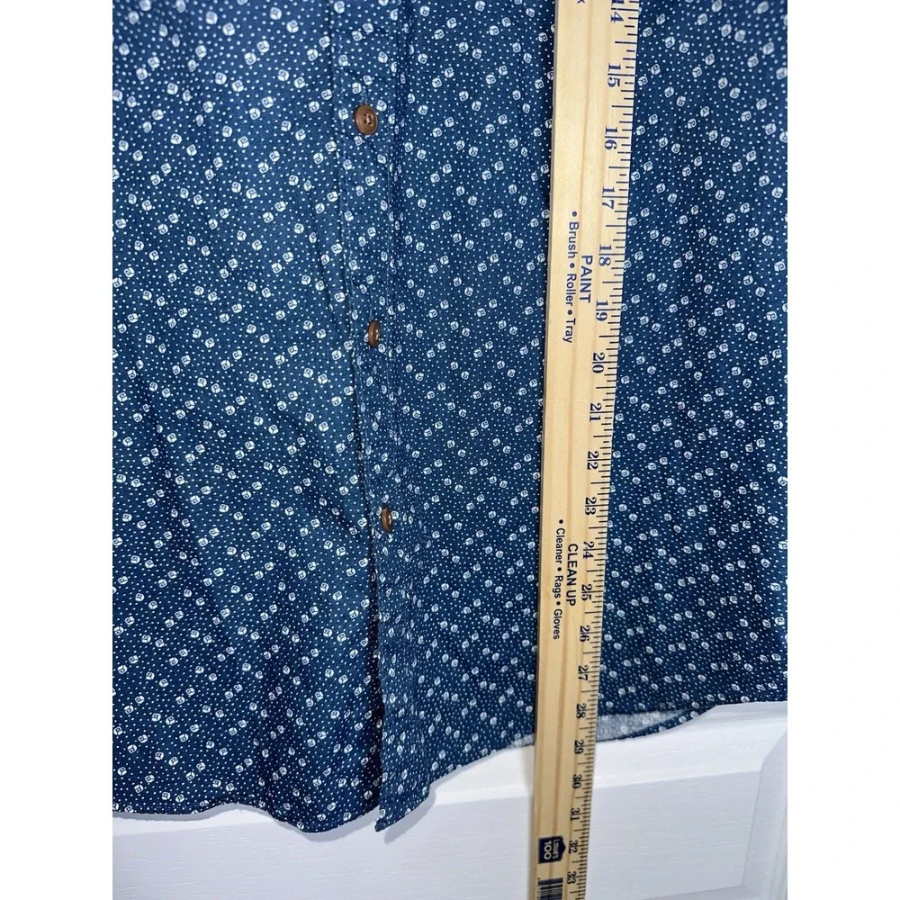 J. Crew Short Sleeve Button Down Shirt Mens Size‎ L Large Blue Geometric Print